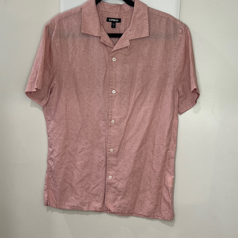Lands' End Men's Casual Pink Button Down Shirt